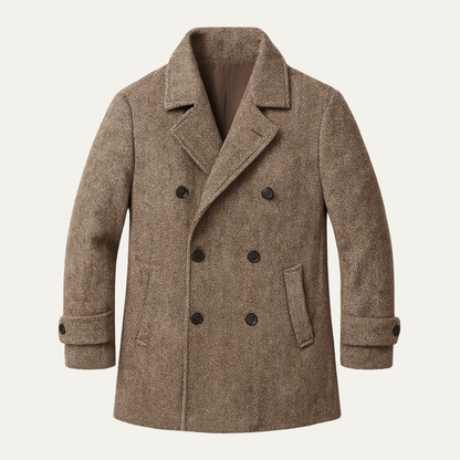 Classic Men's Double Breasted Wool Winter Coat - OutfitLondon