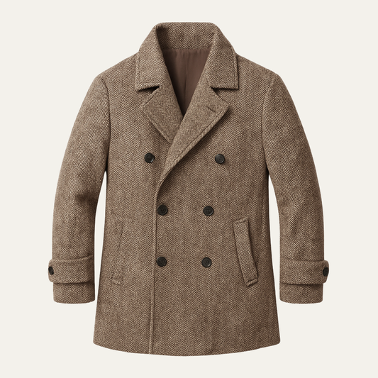 Classic Men's Double Breasted Wool Winter Coat - OutfitLondon