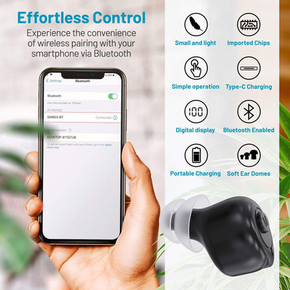 Bluetooth Rechargeable Invisible Hearing Aids for Seniors