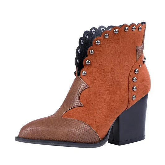 Lace-Up Leather Cowboy Boots
