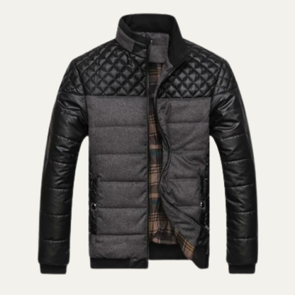 Classic Men's Padded Leather Biker Jacket
