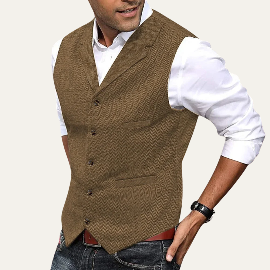 Slim Fit Textured Vest for Men