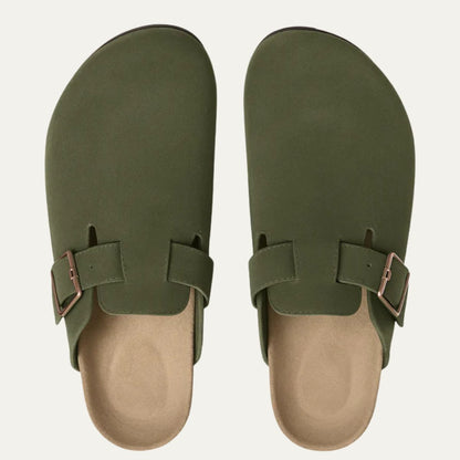 Luxurious Olive Suede Moccasin Slippers for Men