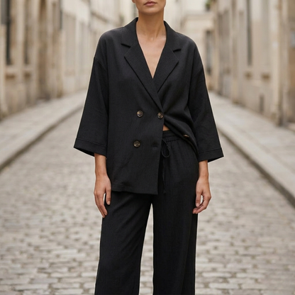 Classic Two Piece Women's Suit Double Breasted Jacket Set
