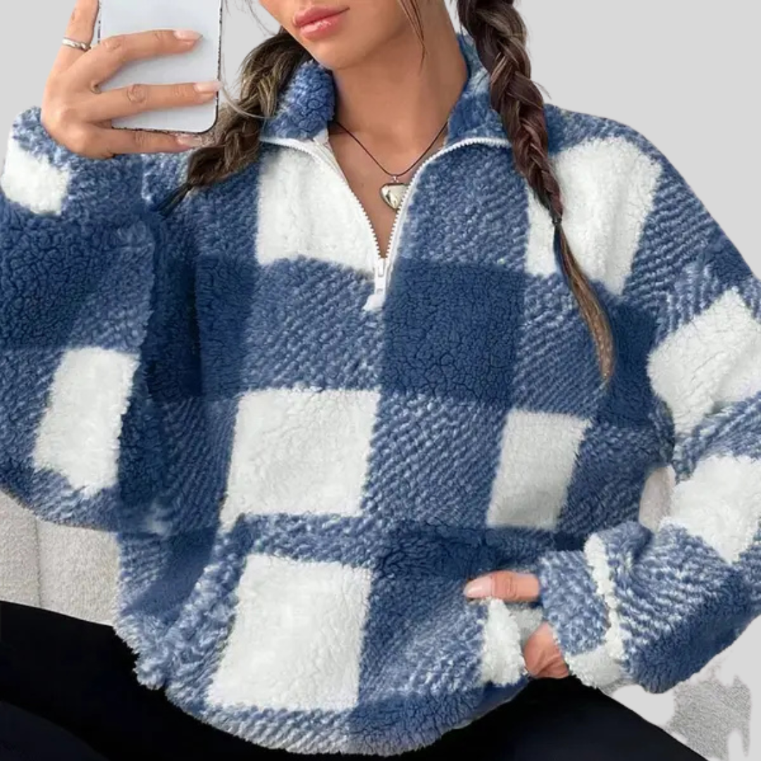 Stylish Plaid Long Sleeve Pullover Sweater