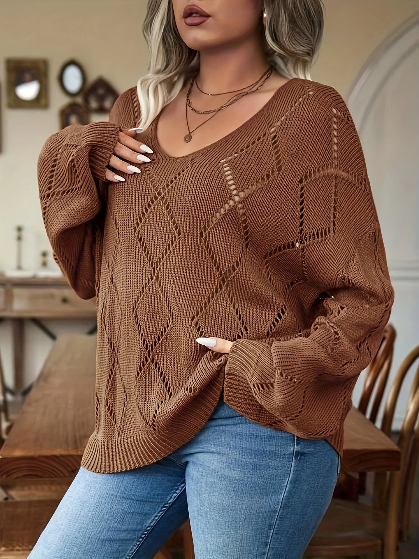 Comfy Large Knit Sweater for Women