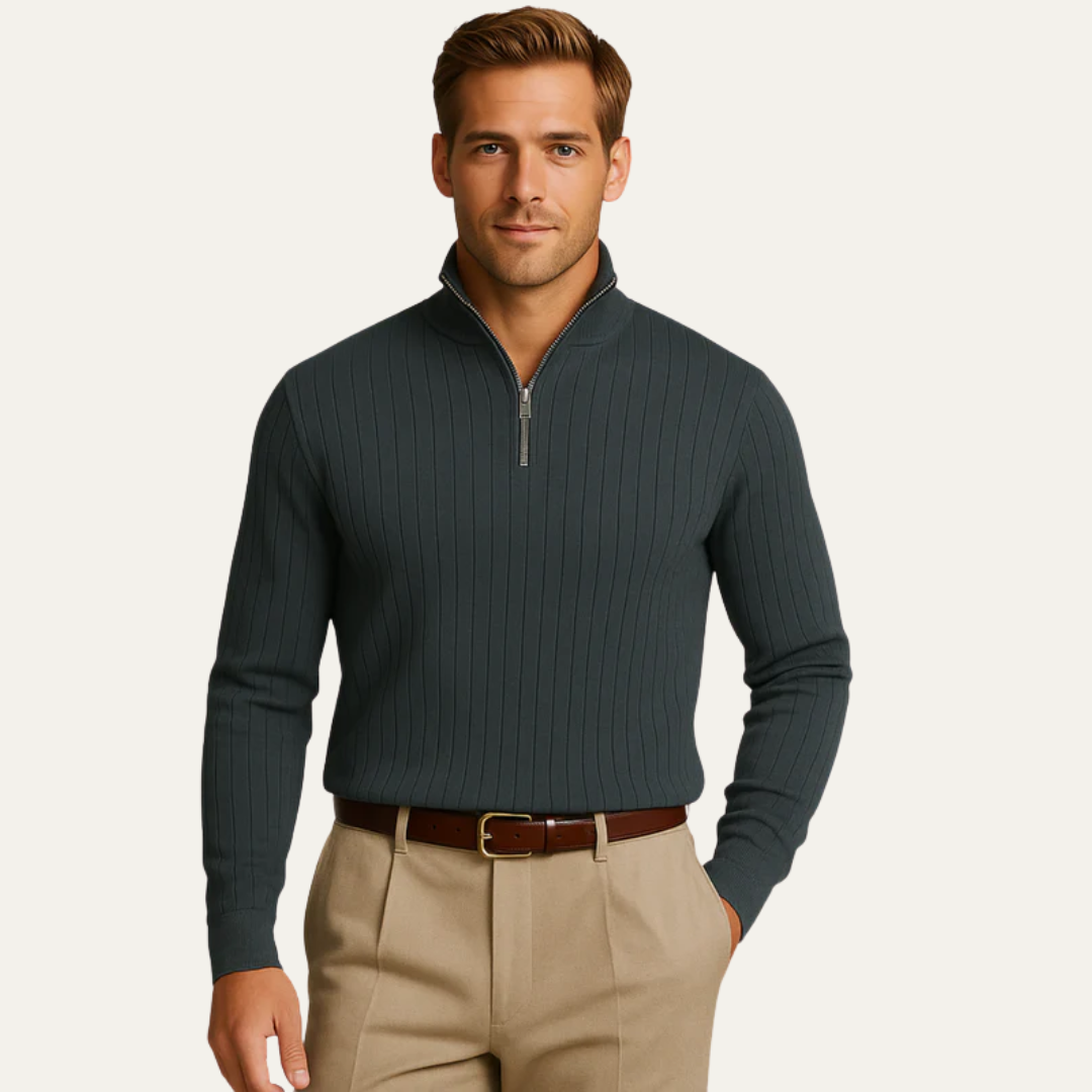 Men's Thermal Quarter Zip Fleece Sweater
