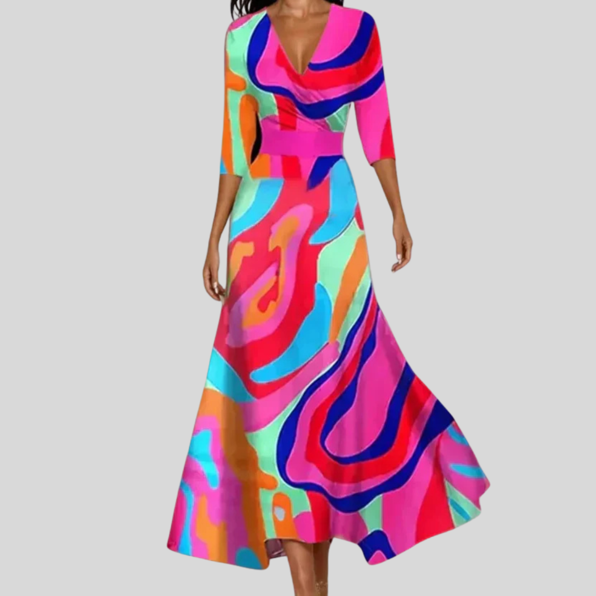 Elegant Women's Flower Print Dress