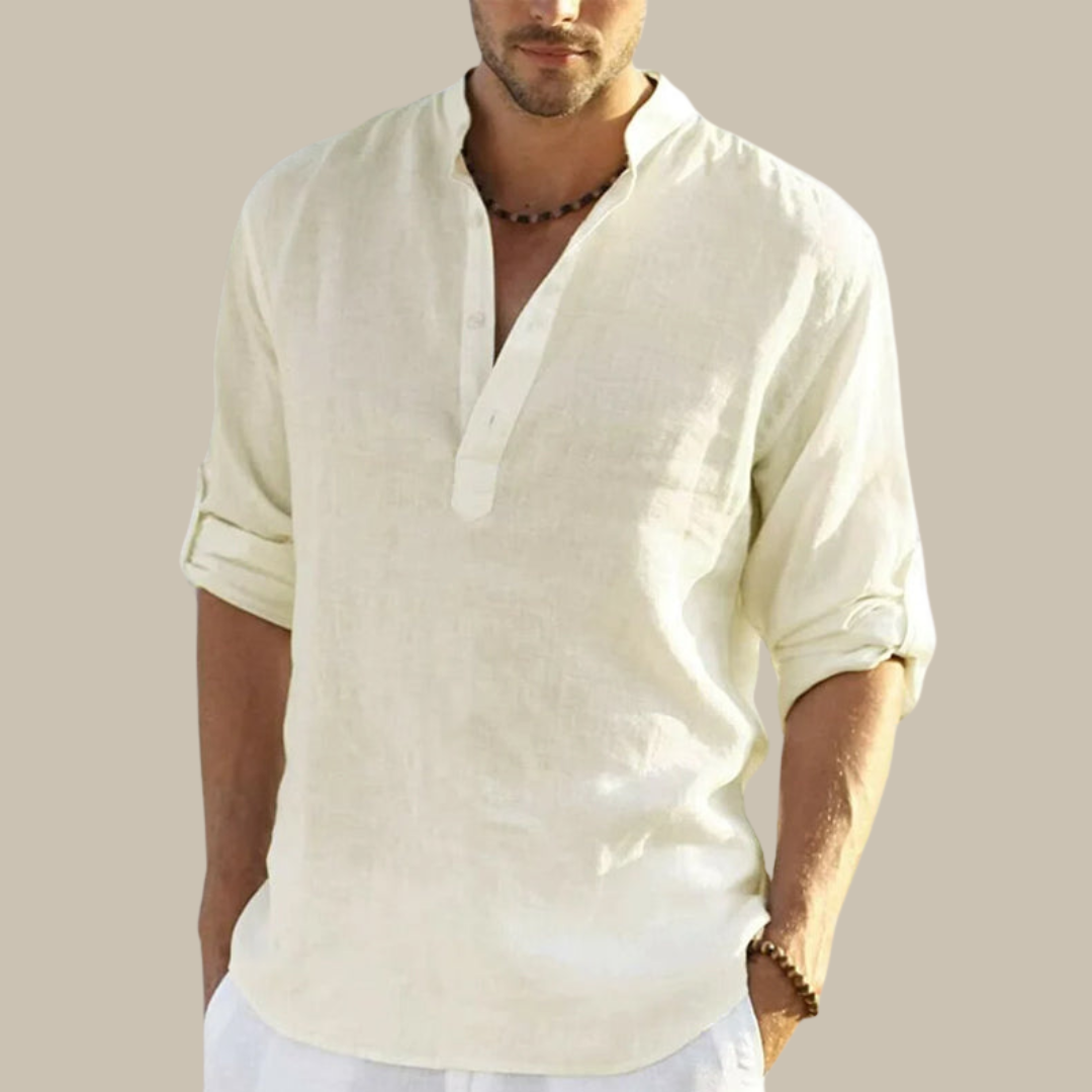 Men's Casual Summer V-Neck Cotton Shirt