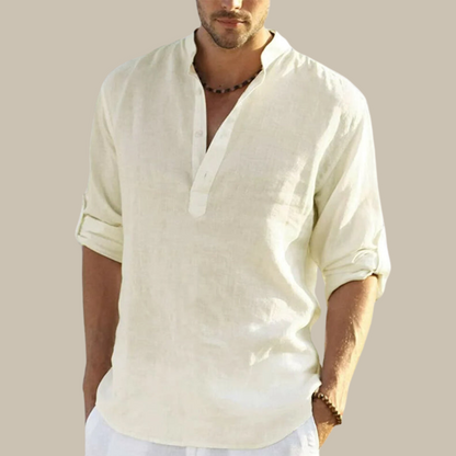 Men's Casual Summer V-Neck Cotton Shirt