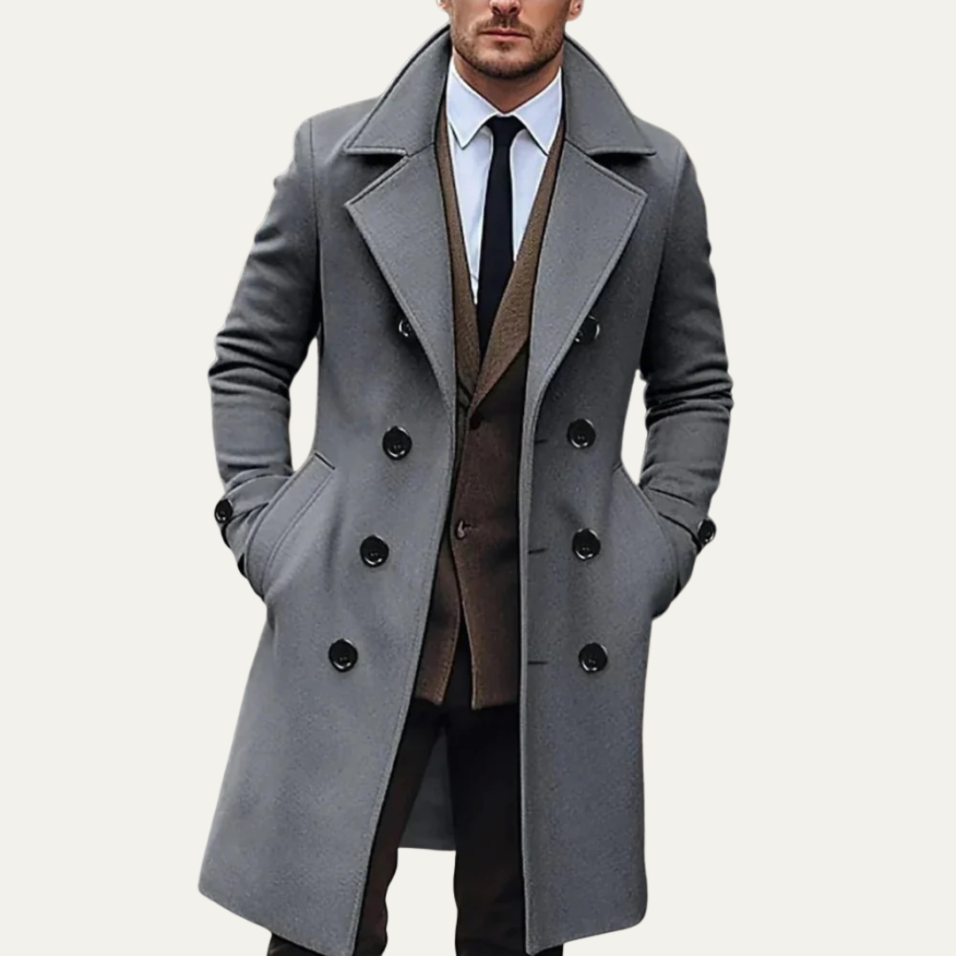 Classic Fit Navy Wool Overcoat