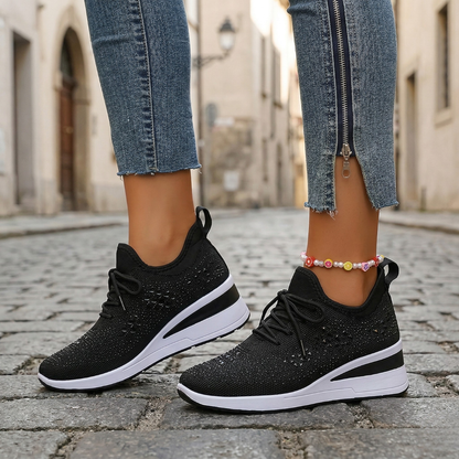 Ladies Cushion Sneakers Casual Lace Up Walking Shoes