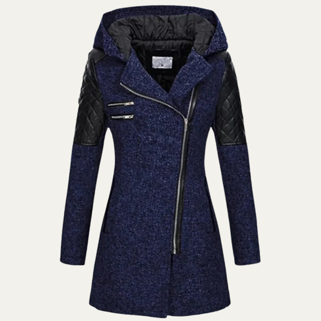 Warm Waterproof Ladies Long Asymmetrical Coat