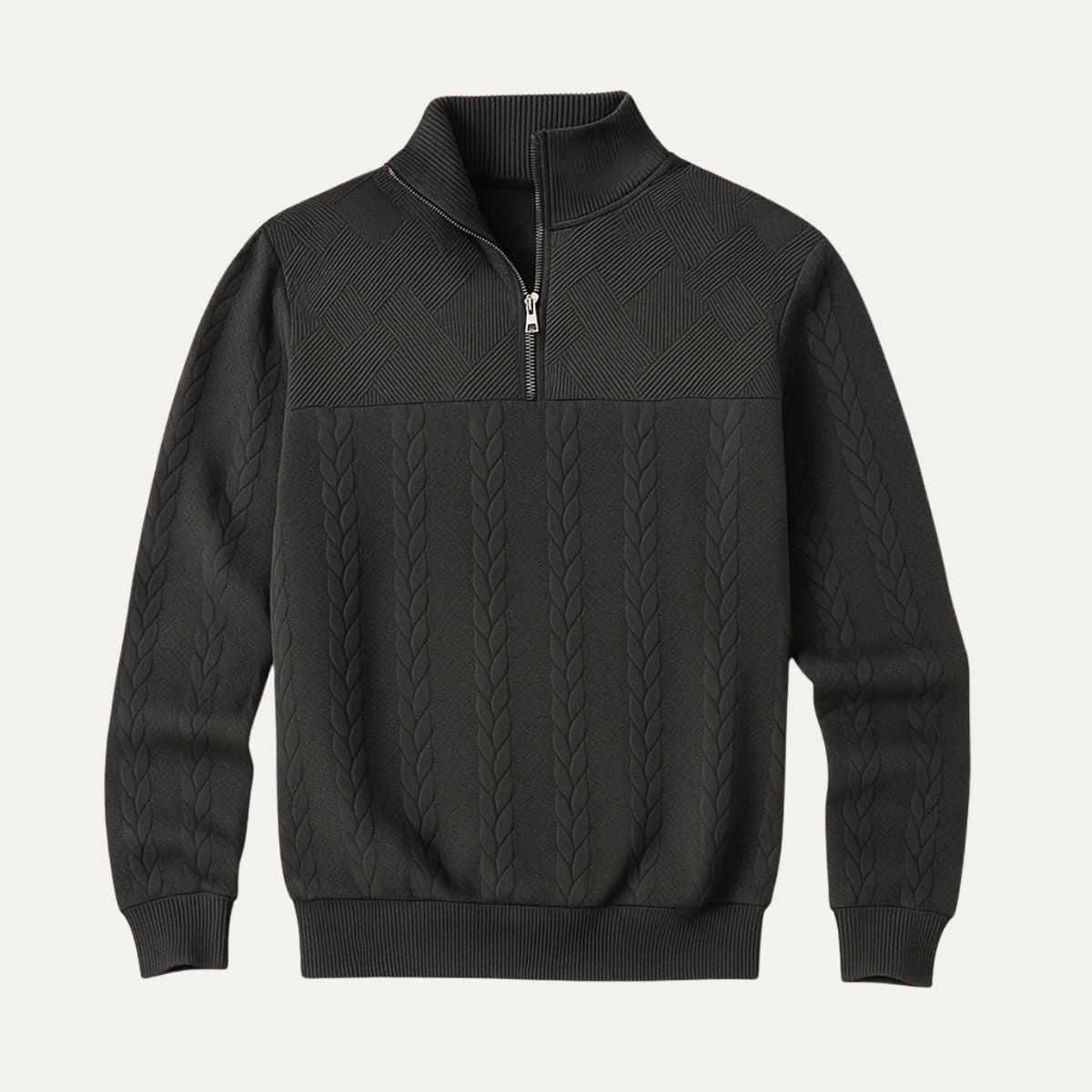 Classic Crew Neck Men's Cable Knit Sweater