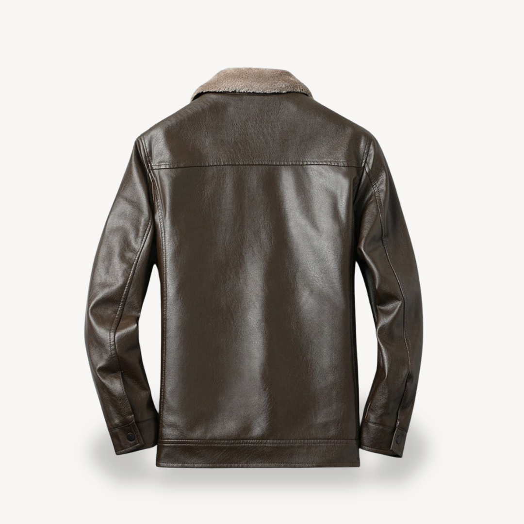 Synthetic Leather Mens Jacket with Warm Fleece Inside