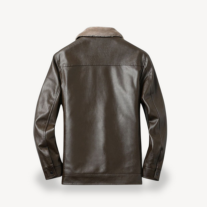 Synthetic Leather Mens Jacket with Warm Fleece Inside