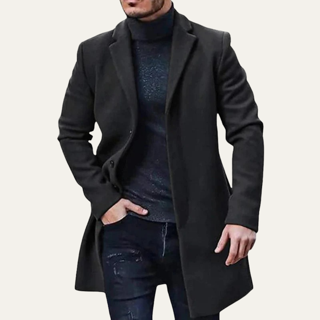 Warm Men's Long Wool Pea Coat