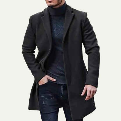Warm Men's Long Wool Pea Coat