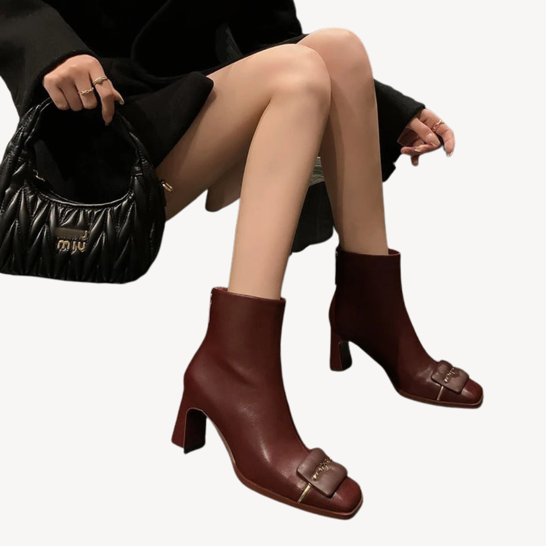 Comfortable Women's Ankle Boots with Buckle Detail