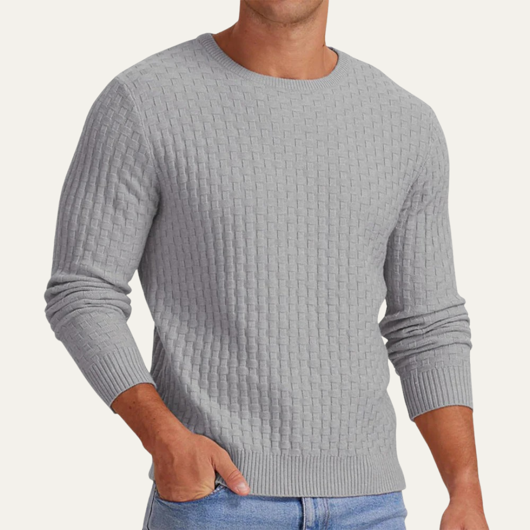 Men's Knit Pattern Crew Neck Sweater