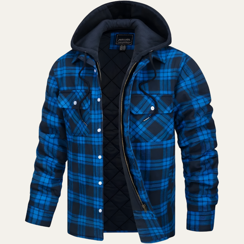 Warm Plaid Button Down Flannel Jacket for Men