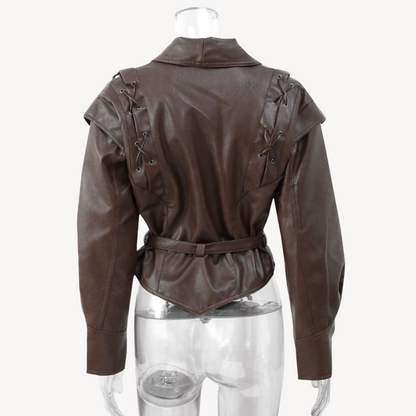 Warm Faux Leather Padded Jacket for Ladies