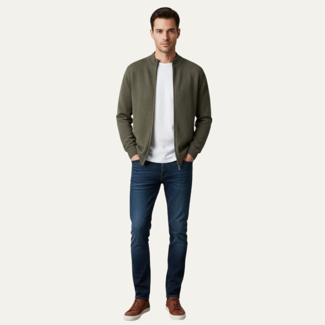 Men's Warm Zip Up Knitted Jacket Cardigan