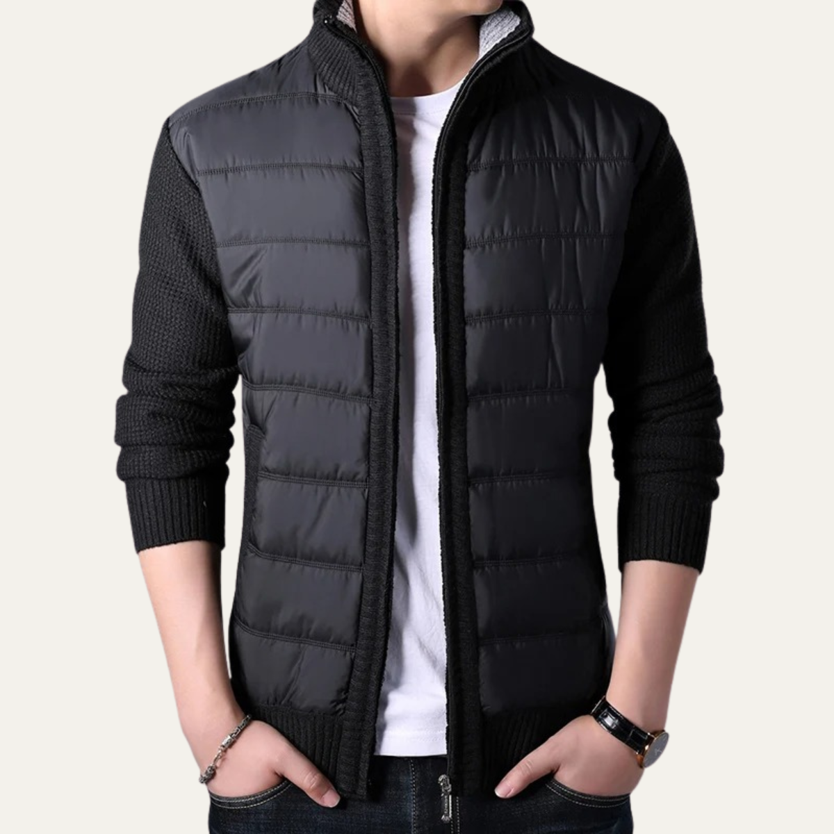 Warm Men's Zip Up Puffer Jacket - OutfitLondon