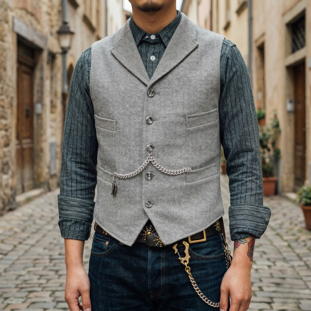 Traditional Plaid Waistcoat for Men