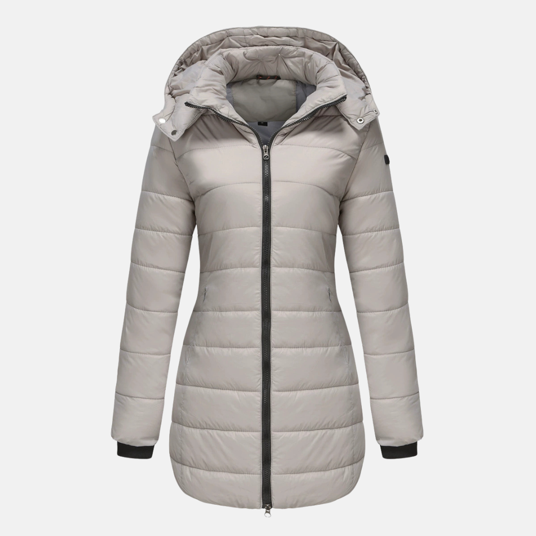 Warm Women's Padded Jacket with Hood - OutfitLondon