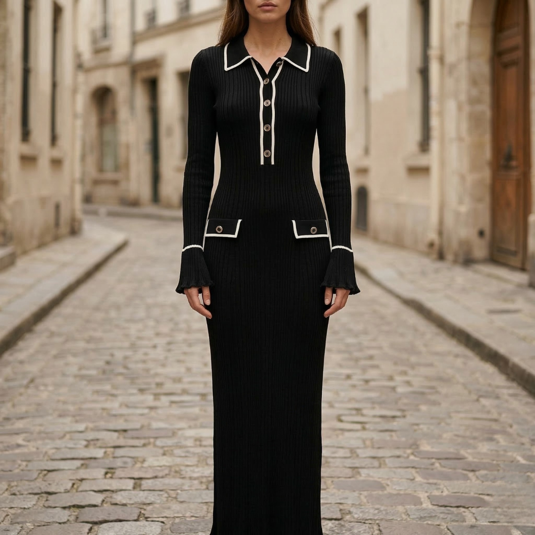 Fitted Long Sleeve Knit Maxi Dress for Women