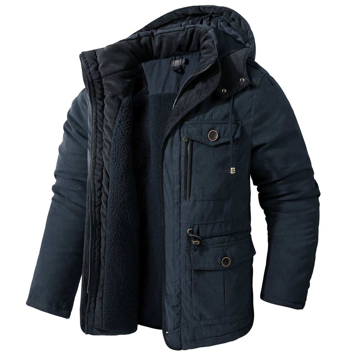 Cozy Fleece Lined Hoodie Wool Coat