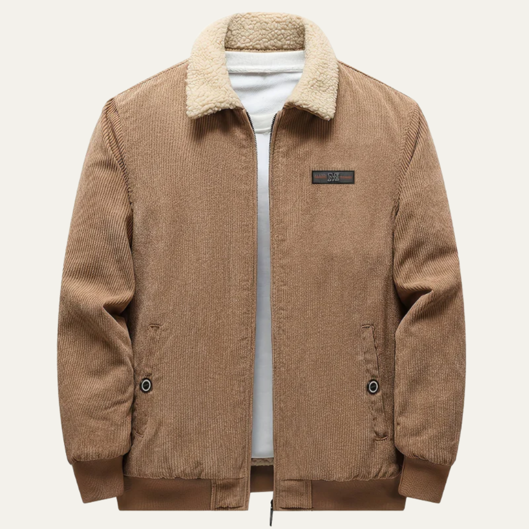 Warm Shearling Lined Men's Zip Up Jacket