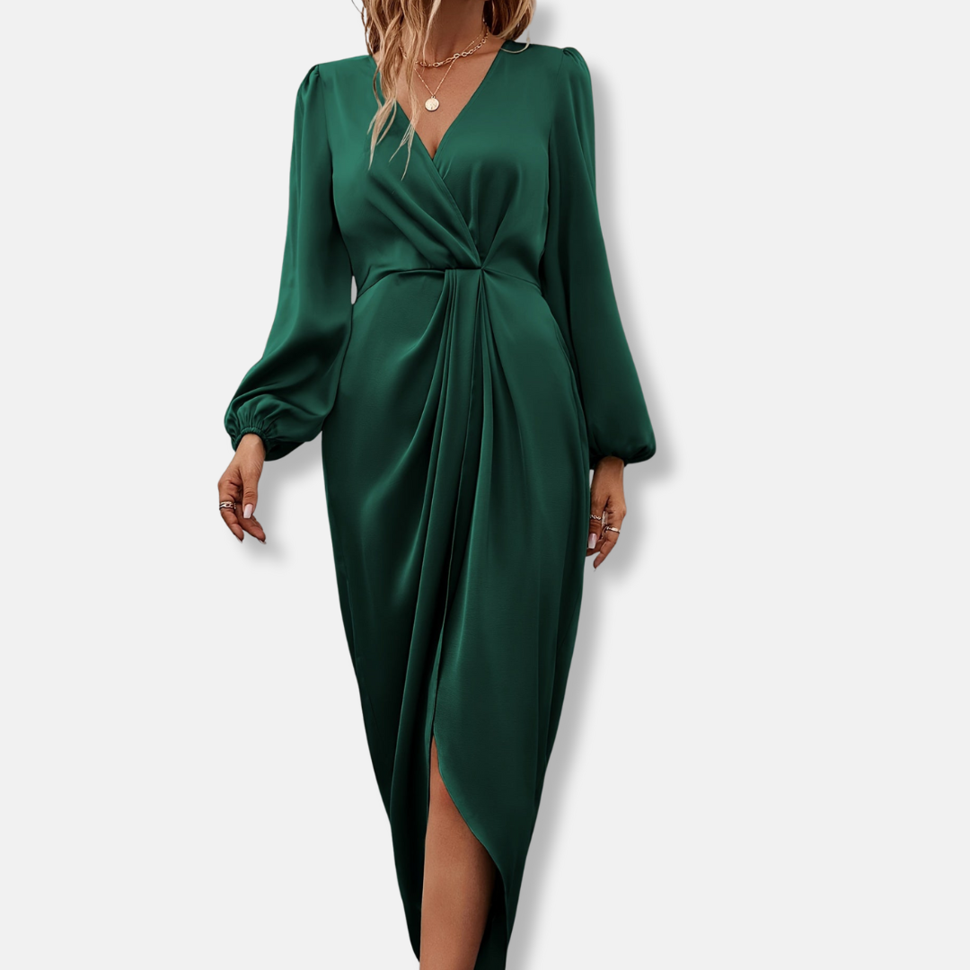 Floral Midi Wrap Dress with Ruffled Sleeves