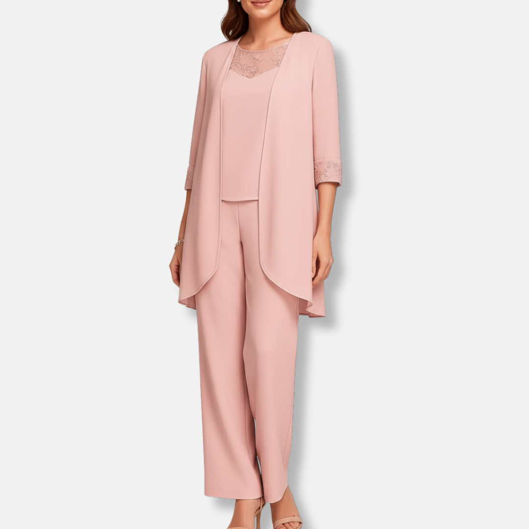 Elegant 3 Piece Lace Trim Outfit Set - OutfitLondon