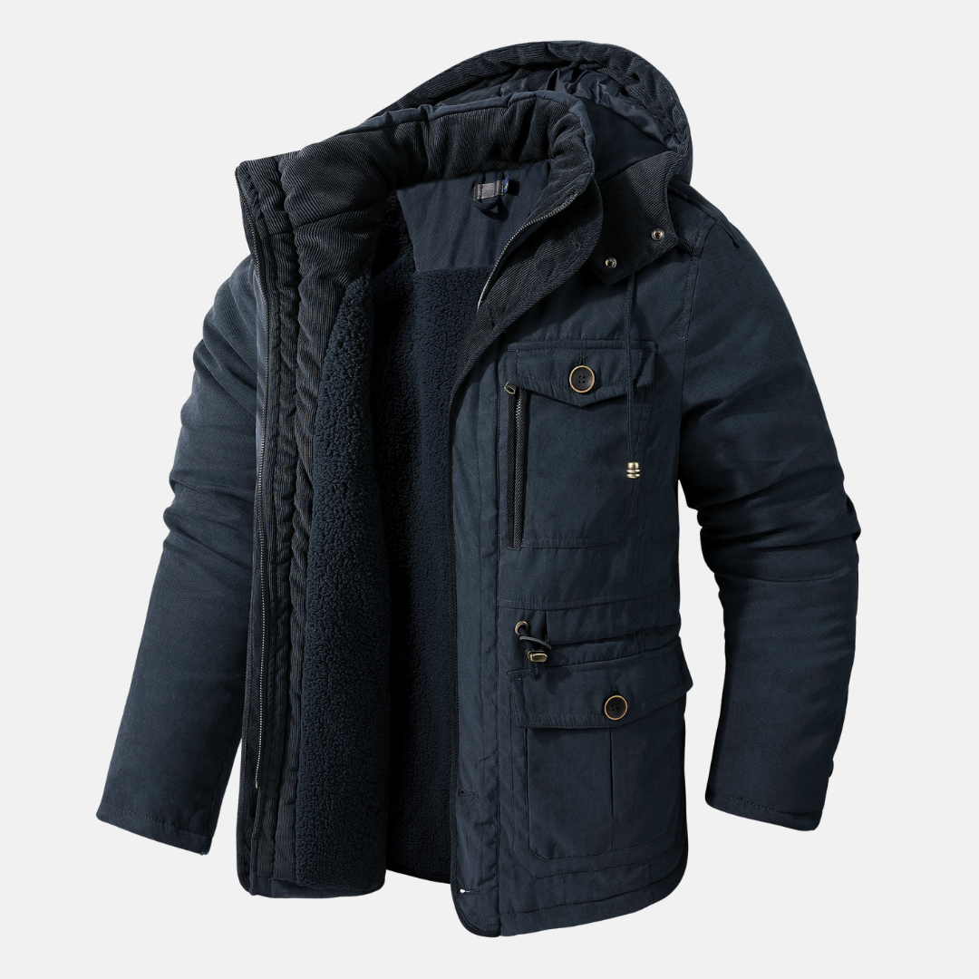 Warm Waterproof Parka Coat with Fleece Lining and Hood