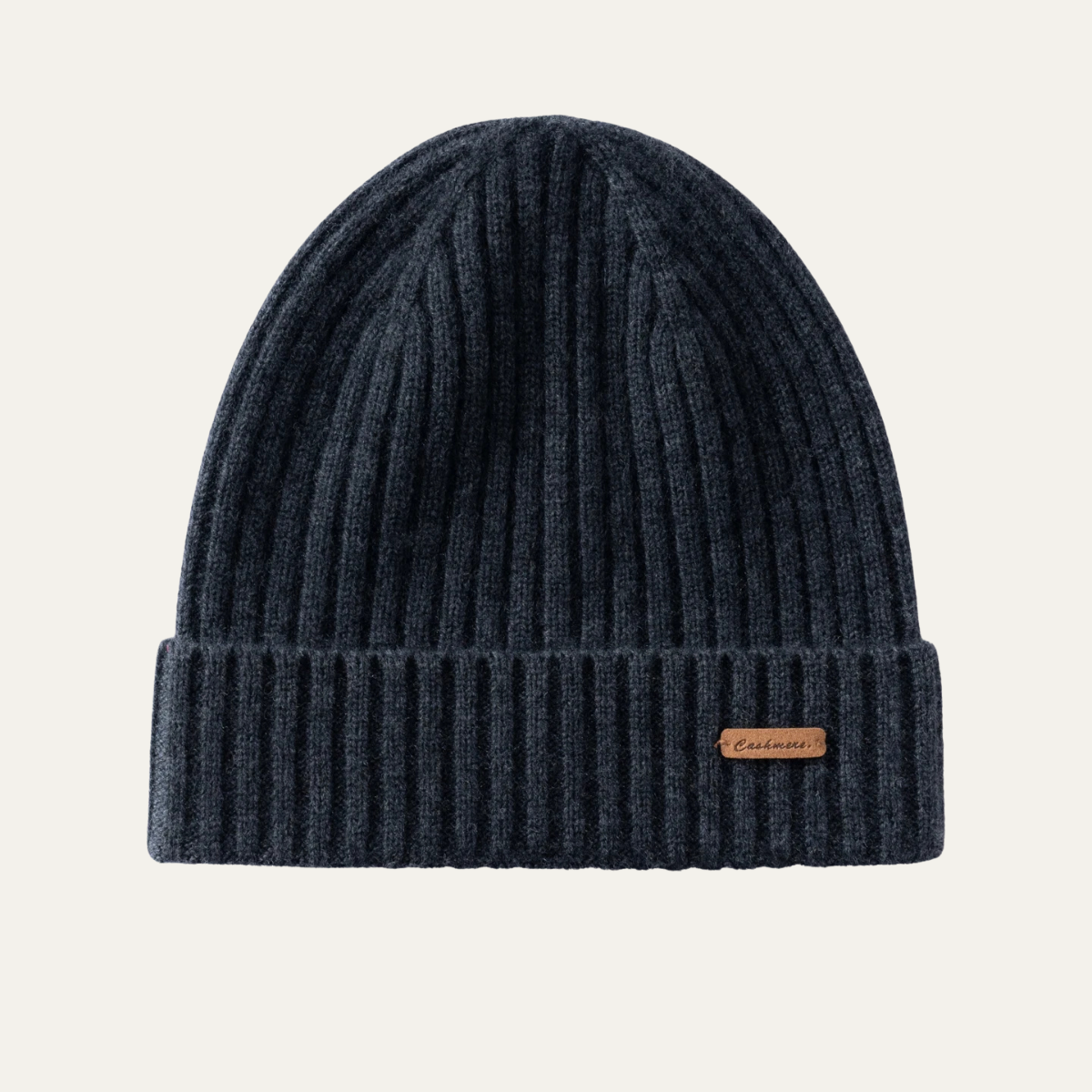 Warm Mens Ribbed Cashmere Winter Hat