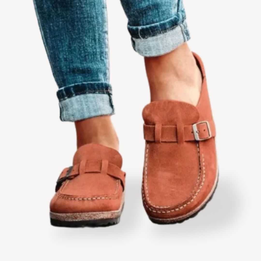 Soft Leather Adjustable Slip On Shoes for Women - OutfitLondon