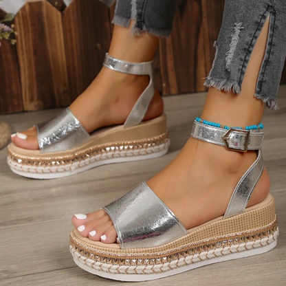 Comfortable Espadrille Summer Wedge Sandals - OutfitLondon