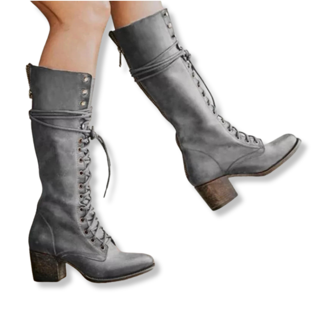 Chic Lace-Up Block Heel Boots