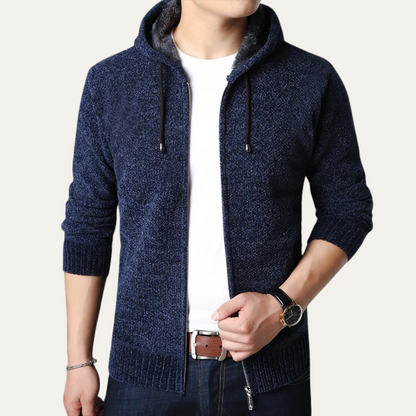Relaxed Fit Men's Knit Zip Hoodie Jacket