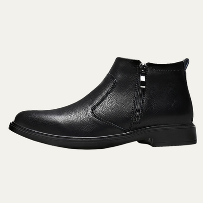Brown Leather Men's Ankle Boots Side Zip Style