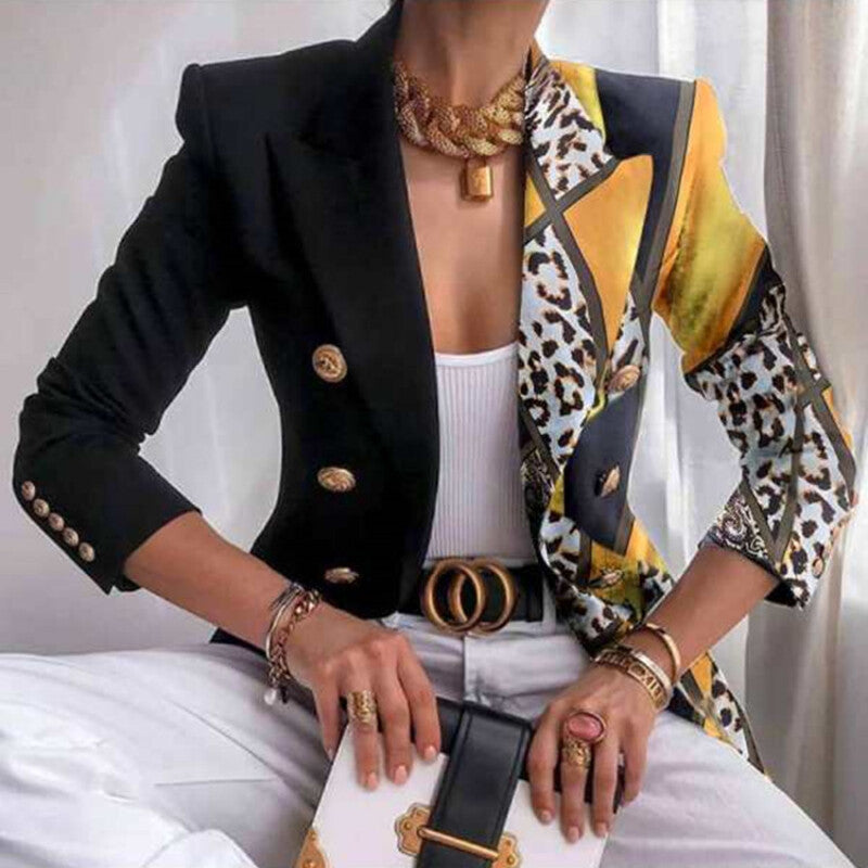 Fashionable Ladies Asymmetrical Jacket with Metal Link Detail