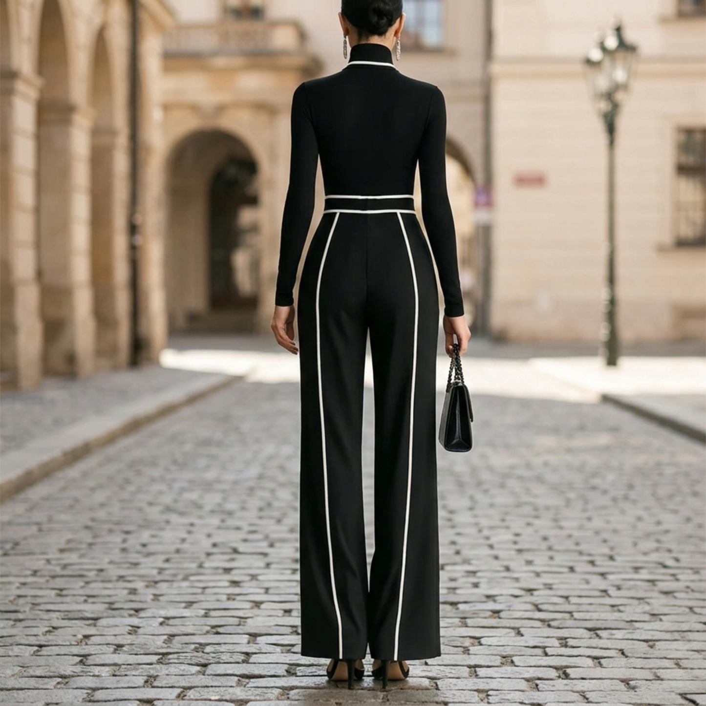 Comfortable Women's Long Sleeve Wide Leg Jumpsuit