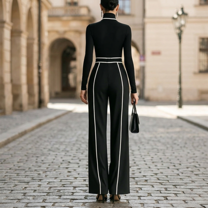 Comfortable Women's Long Sleeve Wide Leg Jumpsuit