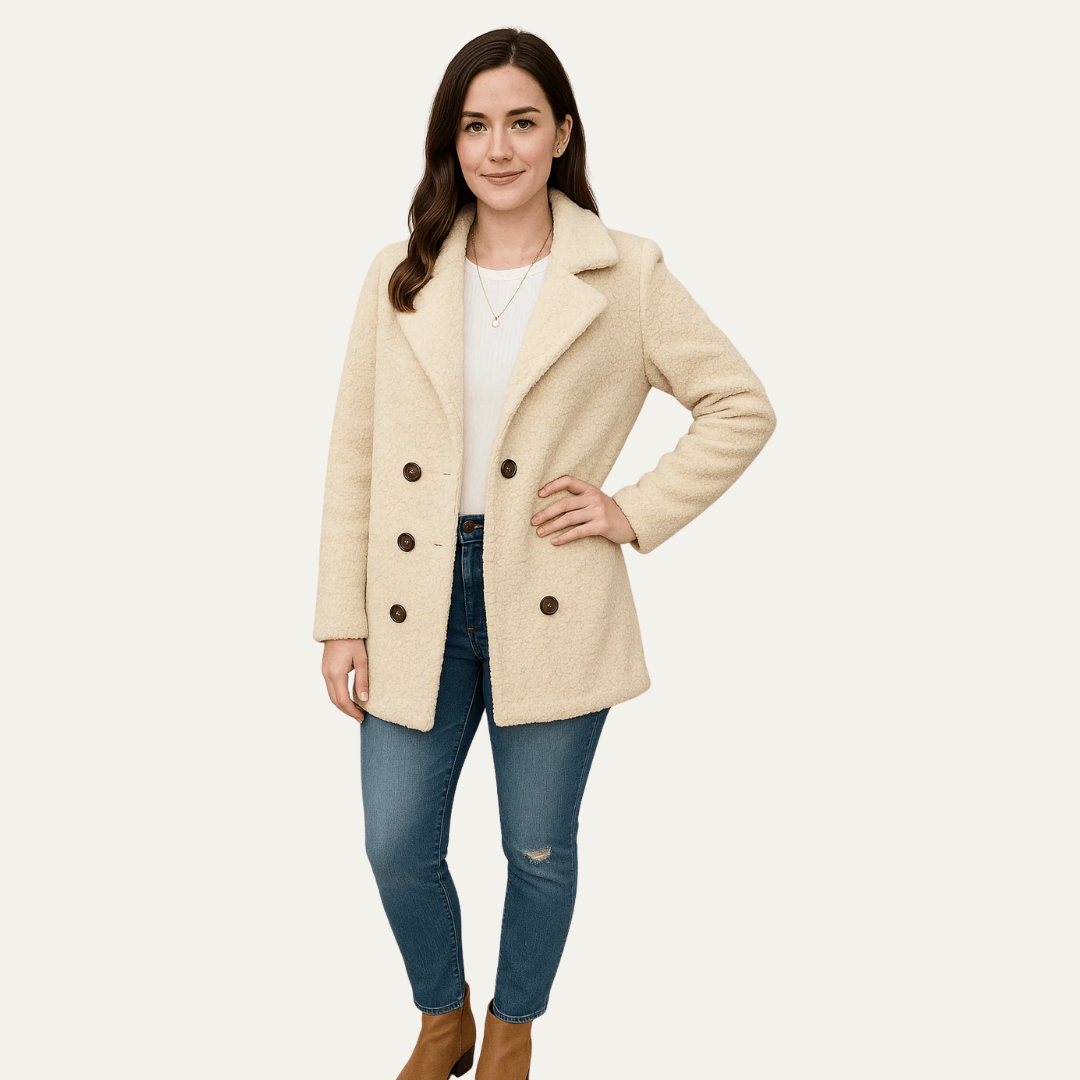 Ladies Wool Double Button Coat