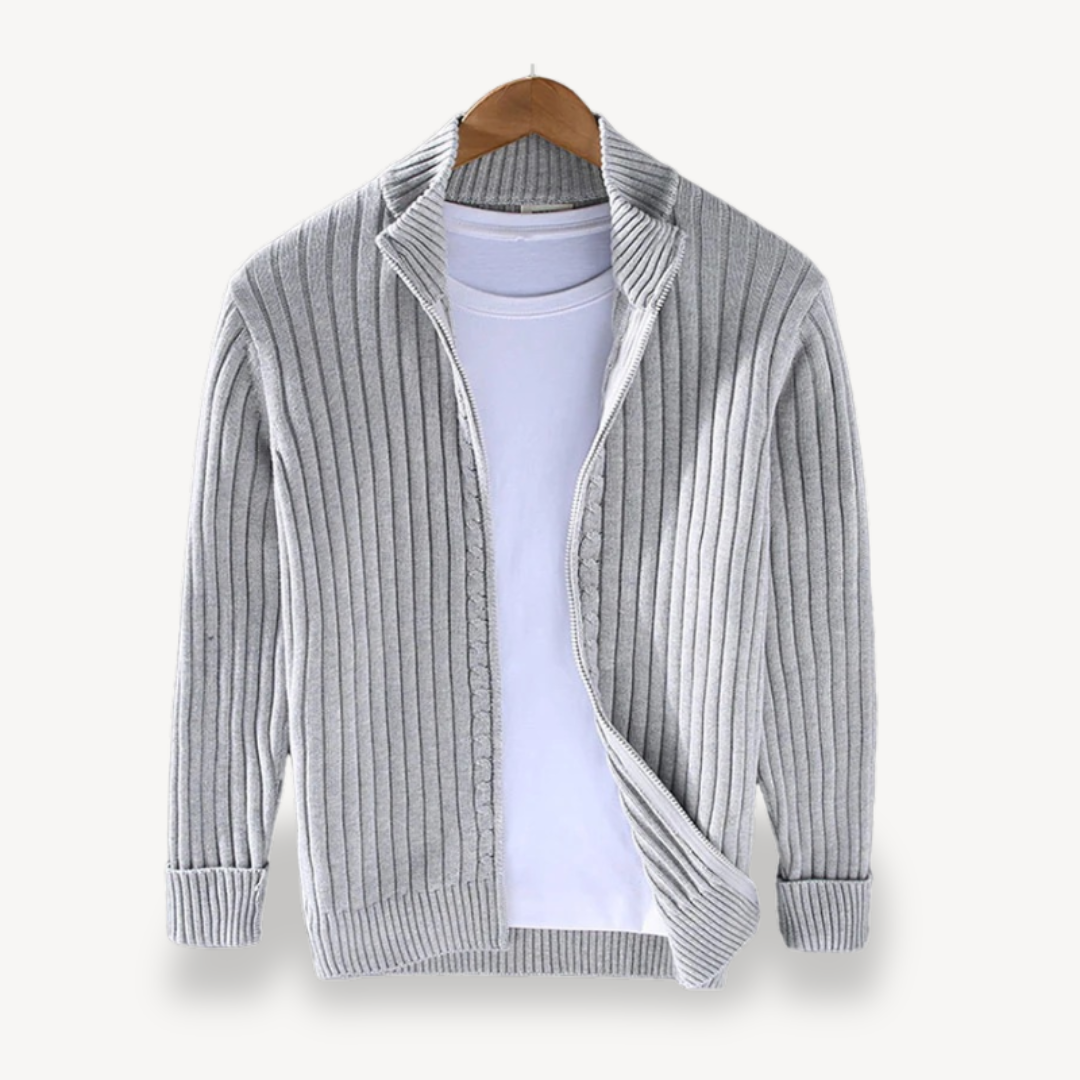 Colorful Crew Neck Zip Up Cardigan Men - OutfitLondon