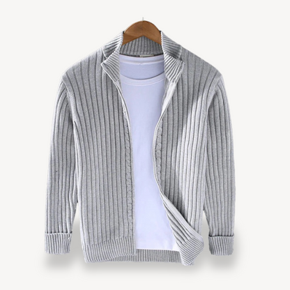 Colorful Crew Neck Zip Up Cardigan Men - OutfitLondon