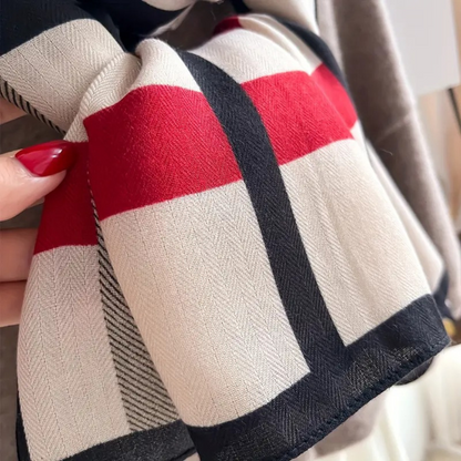 Classic Red Checkered Wrap Scarf for Ladies