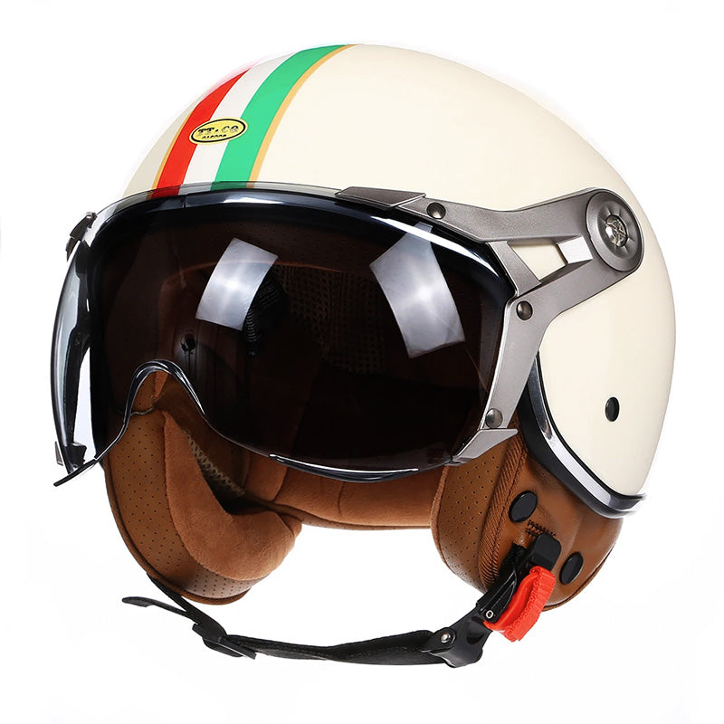 Vintage Style Bike Helmet With Clear Visor